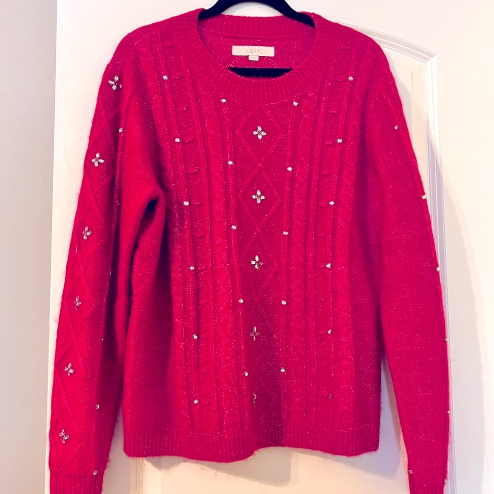 Loft Pink Sequin Sweater